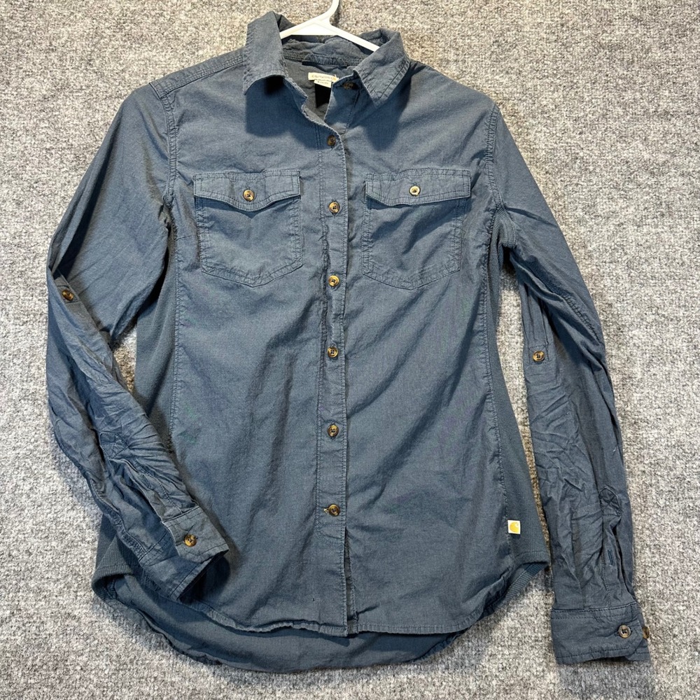 Carhartt Button Down Shirt Womens Small Blue Slate Utility Workwear Gorpcore